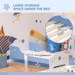 Kids Star & Balloon Single Bed Frame With Safe Guardrails Slats Bedroom Furniture