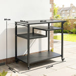 Outsunny Outdoor Grill Cart, Movable Food Prep Table On Wheels, Black