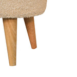 Solid Mango Wood Cream Boucle Petite Footstool