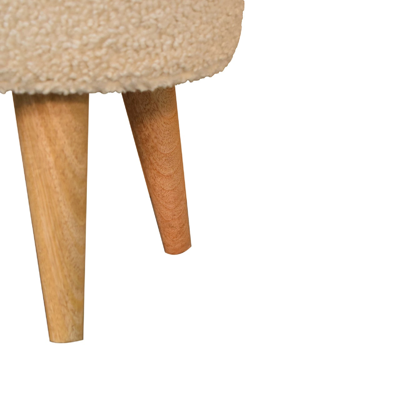 Solid Mango Wood Cream Boucle Petite Footstool