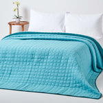 Cotton Quilted Reversible Bedspread | 230cm x 250cm | Teal Blue