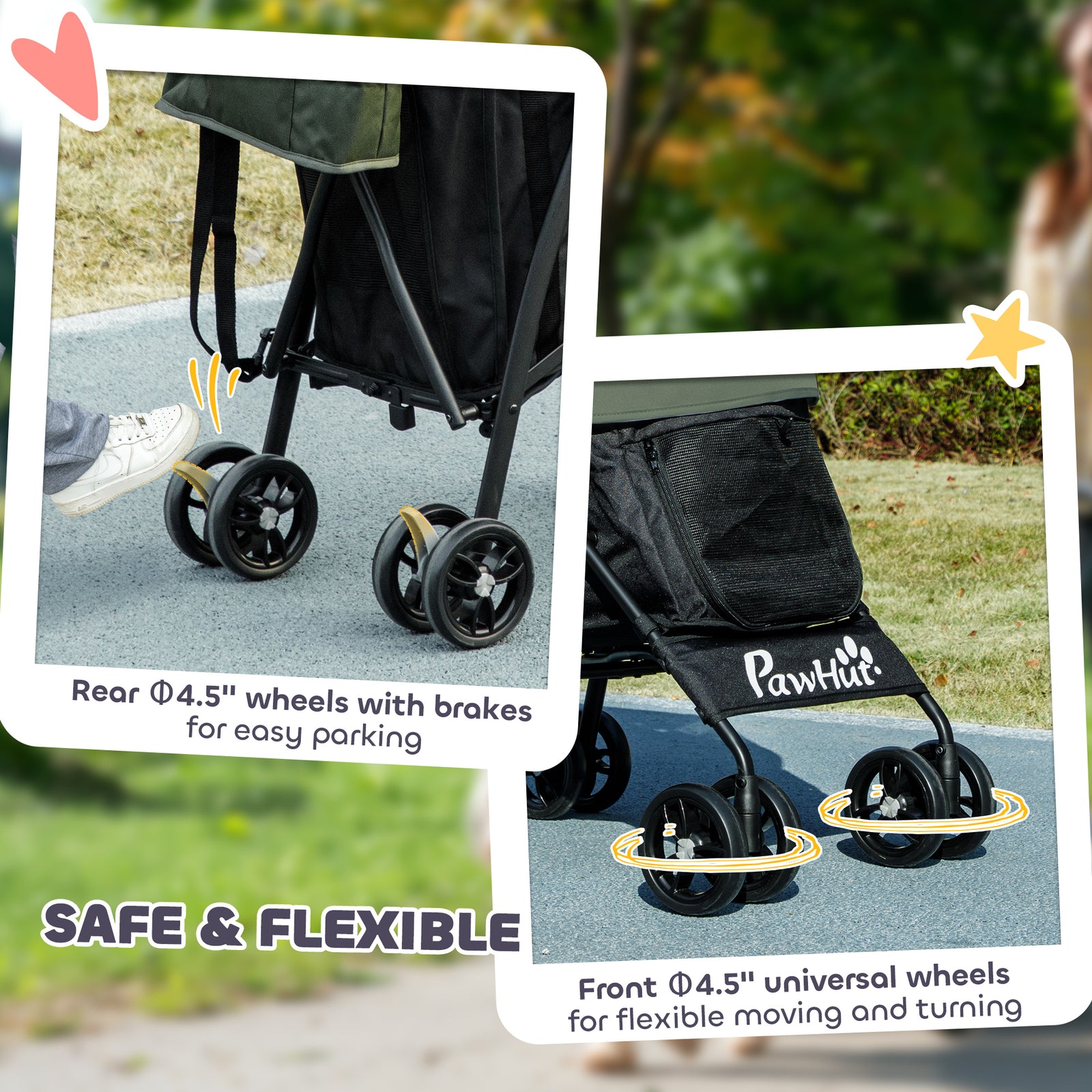 Lightweight Foldable Dog Stroller For Mini Dogs | Green