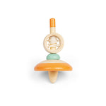 Wooden Pull String Spinning Tops - Orange and Blue