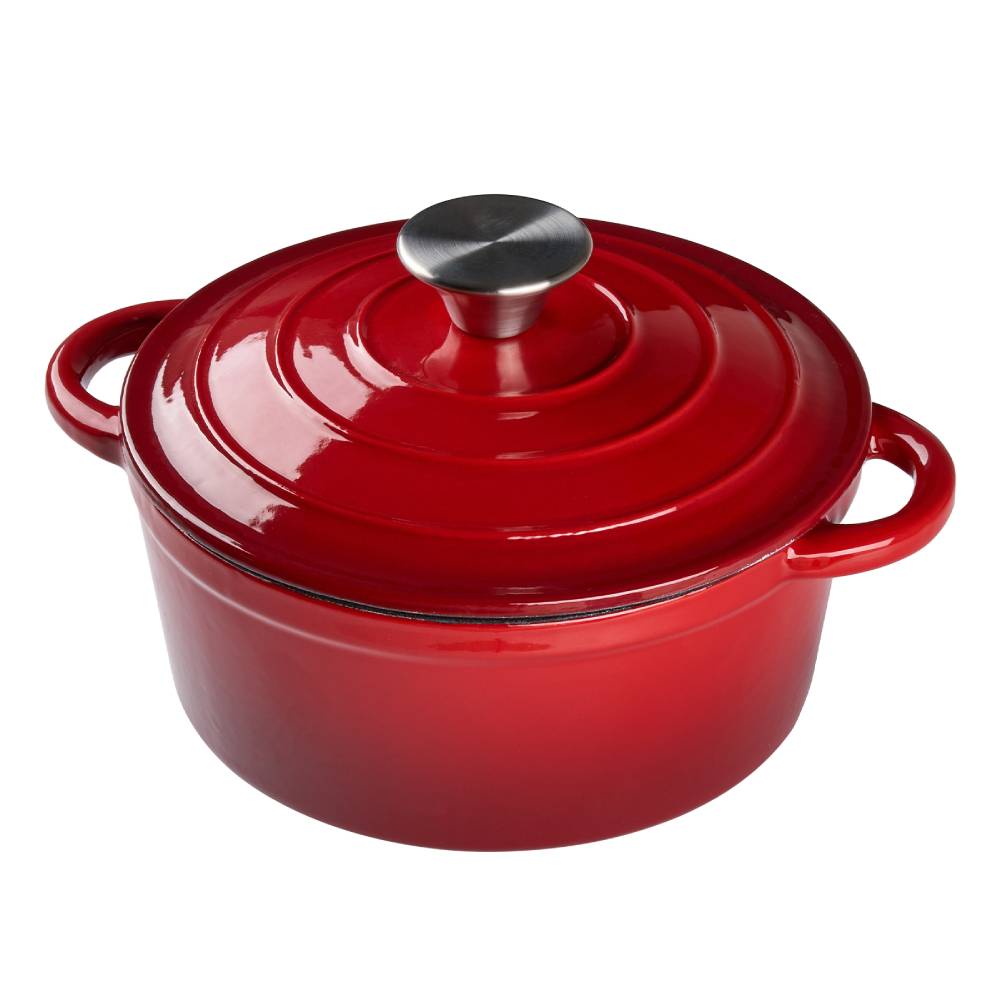 Enameled Cast Iron Dutch Oven With Lid, Heavy-duty Round Casserole Pot, Oven Safe Up To 500°f | 5l | Red