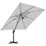 Large Square Patio Parasol With Durable Polyester Canopy, Pa Waterproof Coating, Adjustable Height, 360° Foot Pedal Rotation With Cross Base | One Size | Light Grey