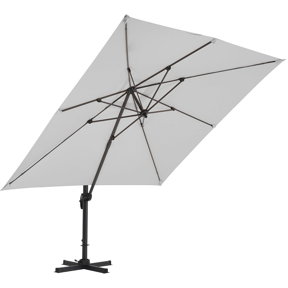 Large Square Patio Parasol With Durable Polyester Canopy, Pa Waterproof Coating, Adjustable Height, 360° Foot Pedal Rotation With Cross Base | One Size | Light Grey
