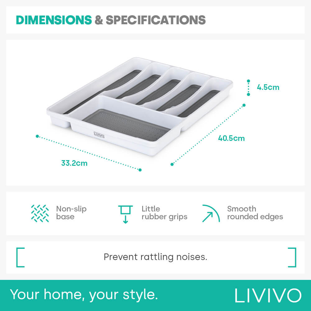 Non-slip White Cutlery Tray