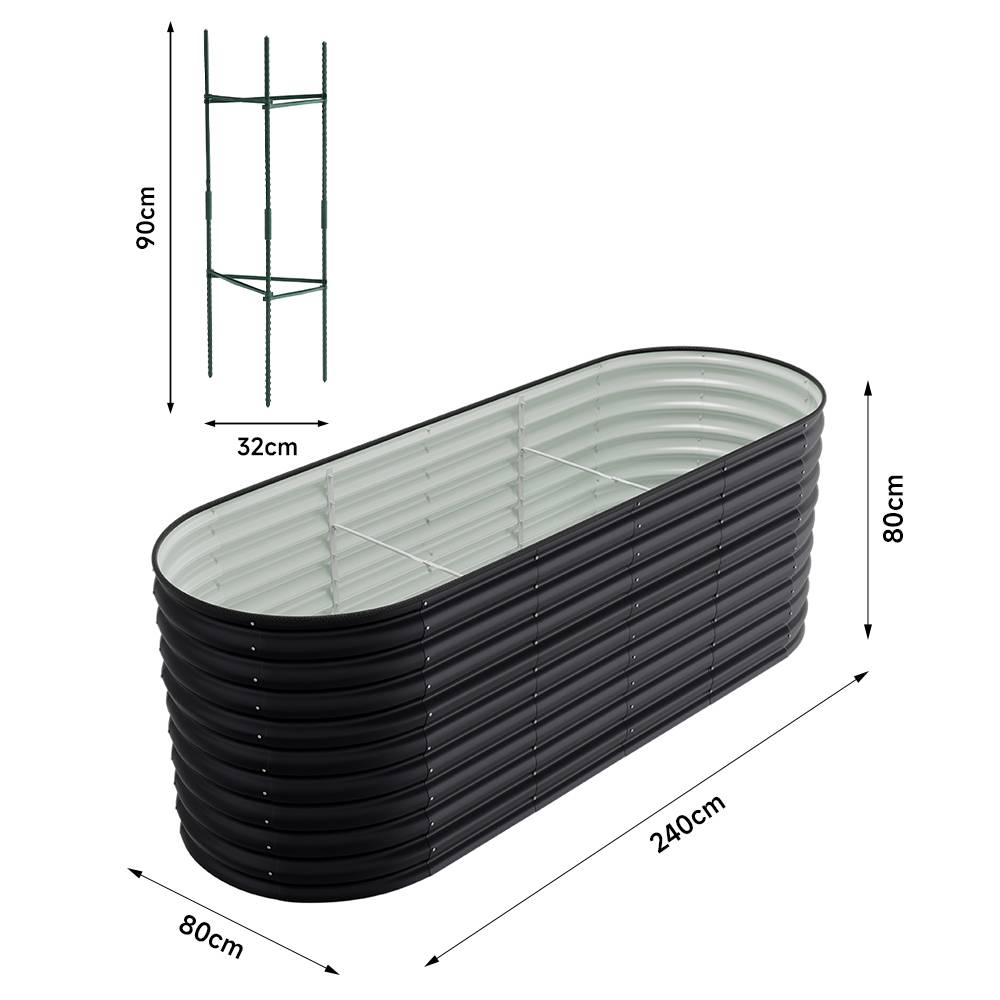 Raised Garden Boxes Oval-shaped Galvanized Steel Raised Garden Bed | Medium | Anthracite