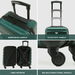 55x35x20cm Cabin Carry On Suitcase Hard Shell Overhead Luggage 100+ Airlines Approved | Cabin | Forest Green