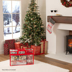 Christmas Village Clear PVC Storage Bags Red Lining