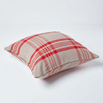 Tartan Check Pattern Cushion Cover | 60cm x 60cm | Grey & Red