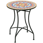 Outsunny 60cm Mosaic Round Bistro Table Outdoor Garden Side Table, Red