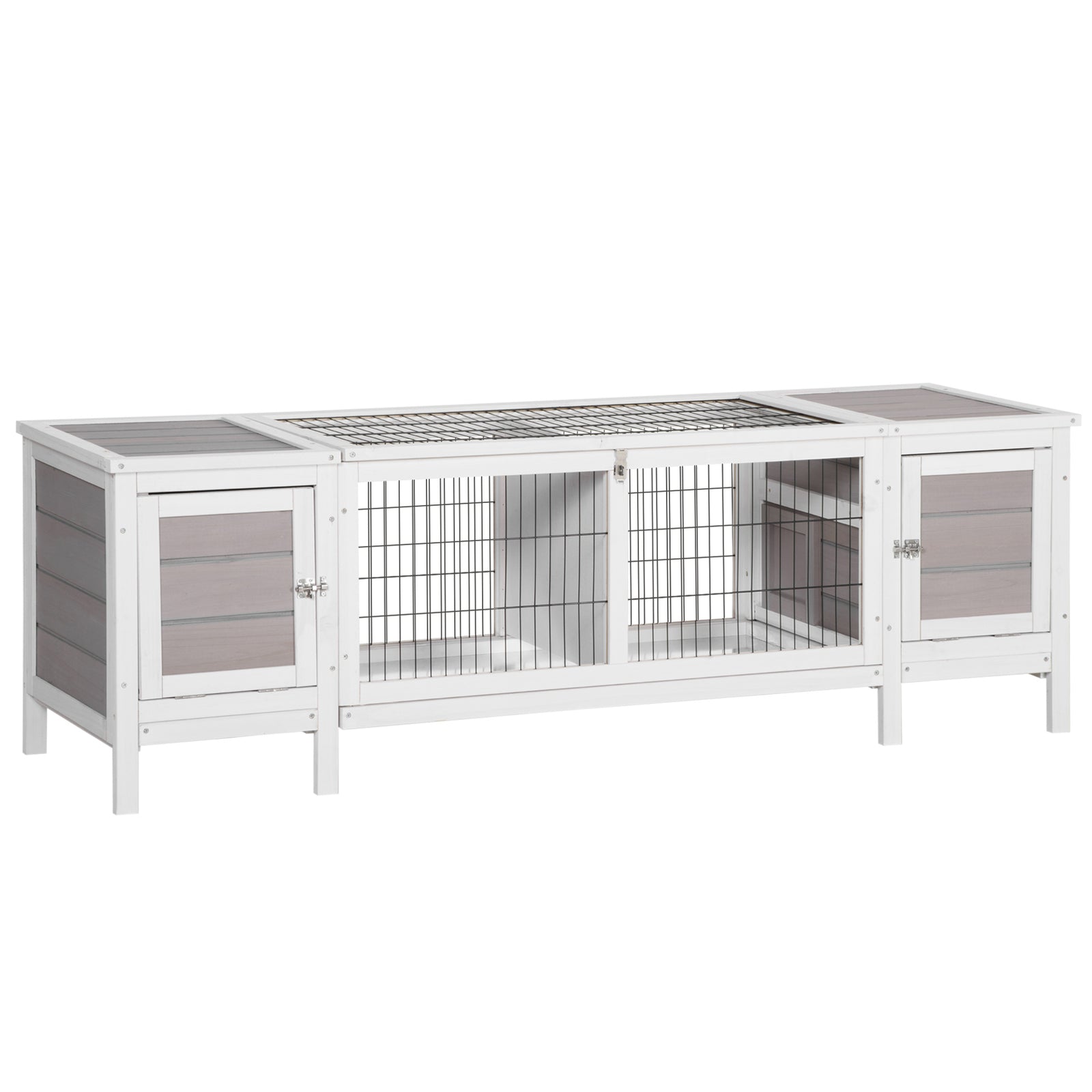 Rabbit Hutch Separable Guinea Pig Cage Bunny Run W/ Slide Out Tray 
Grey
