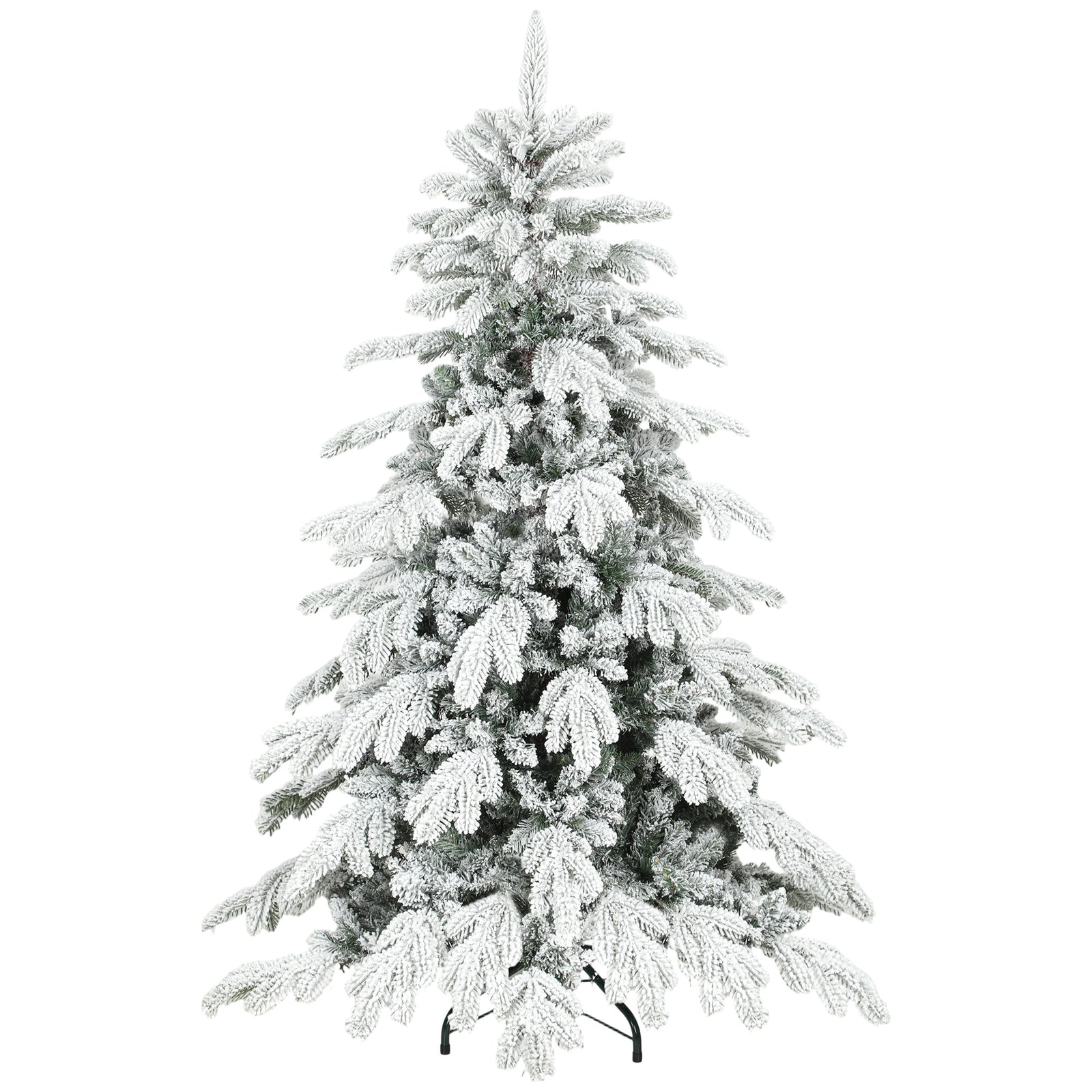 Christmas Tree With Flocked Realistic Tips, Hinged Xmas Tree | 5ft | Green