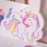 Kids Dressing Table, Girls Vanity Set With Mirror And Stool, Unicorn