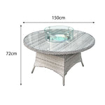 Knightsbridge Xl Rattan 6 Seat Firepit Dining Set | Dove Grey