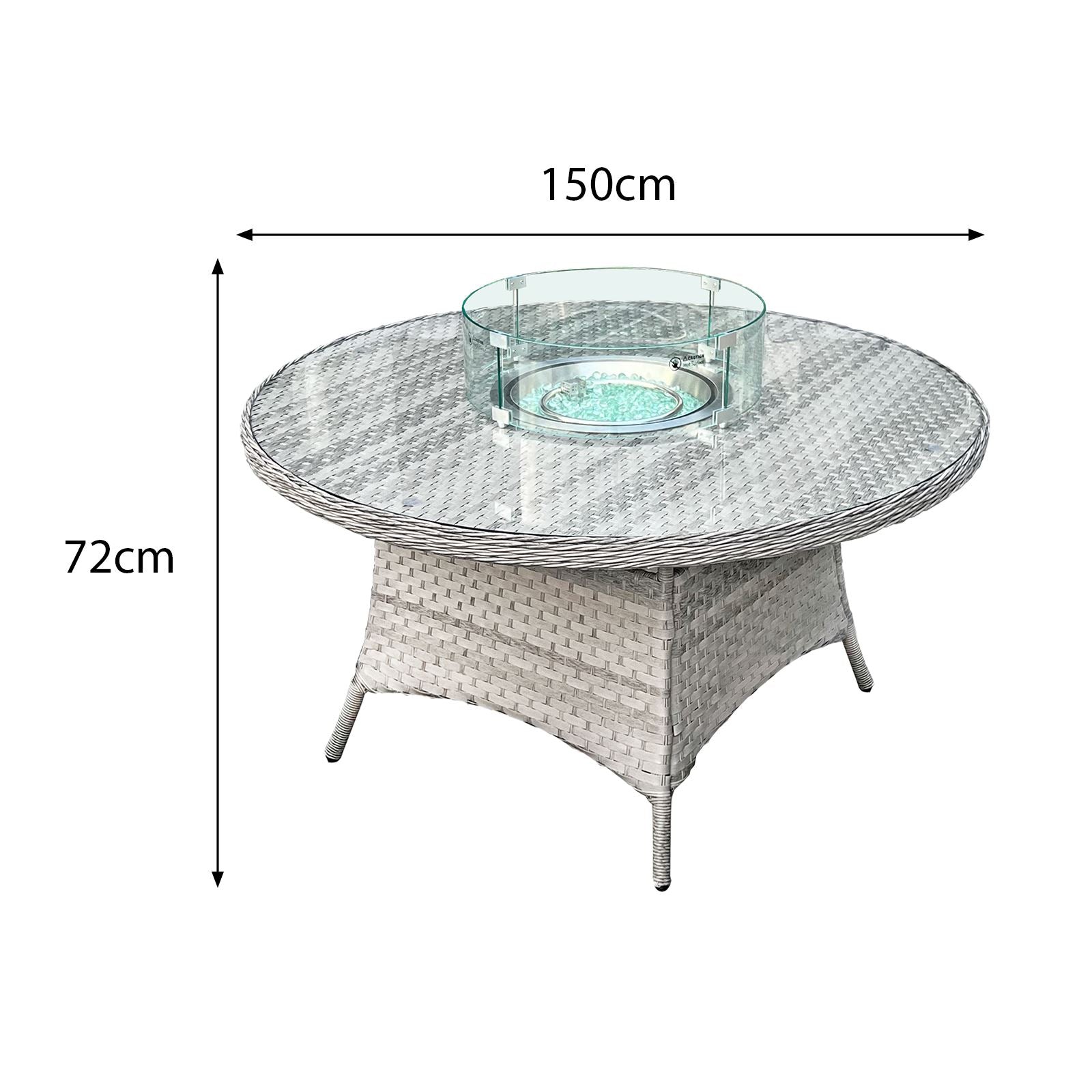 Knightsbridge Xl Rattan 6 Seat Firepit Dining Set | Dove Grey