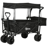 Trolley Cart Storage Wagon With Handle, Canopy Black | Black