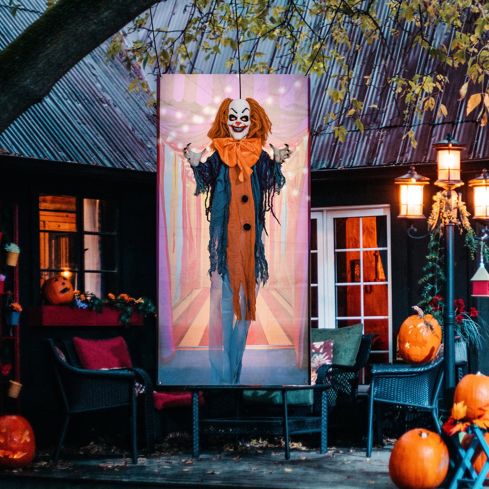 Circus Clown Halloween Decoration, Outdoor Animated Prop For Party