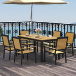 6 Seater Aluminium Garden Dining Set With Stackable Chairs | Natural