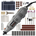 Rotary Tool Kit 135w & Accessory Set Variable Speed 8000-33000rpm Ideal For Diy Woodwork & Hobby Craft Dremel Compatible | 120 Piece Kit + Case | Grey