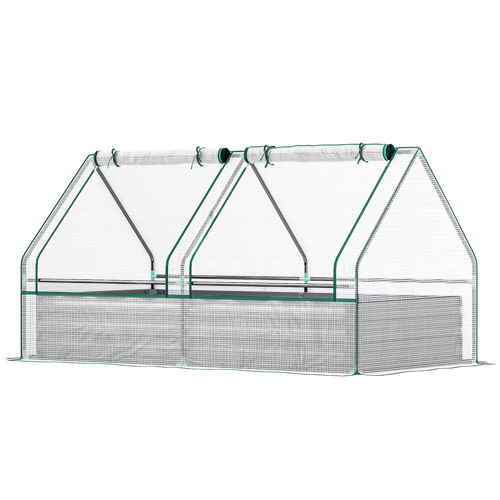 Raised Garden Bed With Cover, White And Dark Grey