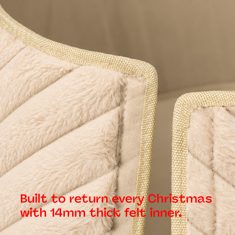 Round Faux Fur Christmas Tree Skirt With Velcro Closure | Neutral