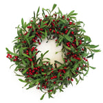 60cm (24 Inches) Large Luxury Christmas Mistletoe Leaf And Red Berry Floristry Wreath