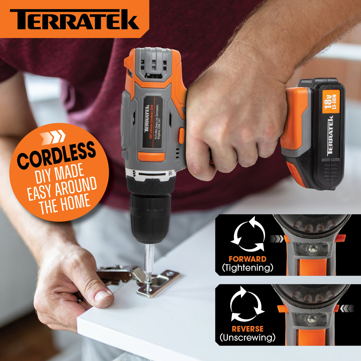 18v Cordless Drill And Screwdriver Set & Drill Bit Kit Li-ion Battery Included, Lightweight Power Battery Drill | 13 Piece Kit – 1x 18v Battery + Charger | Orange