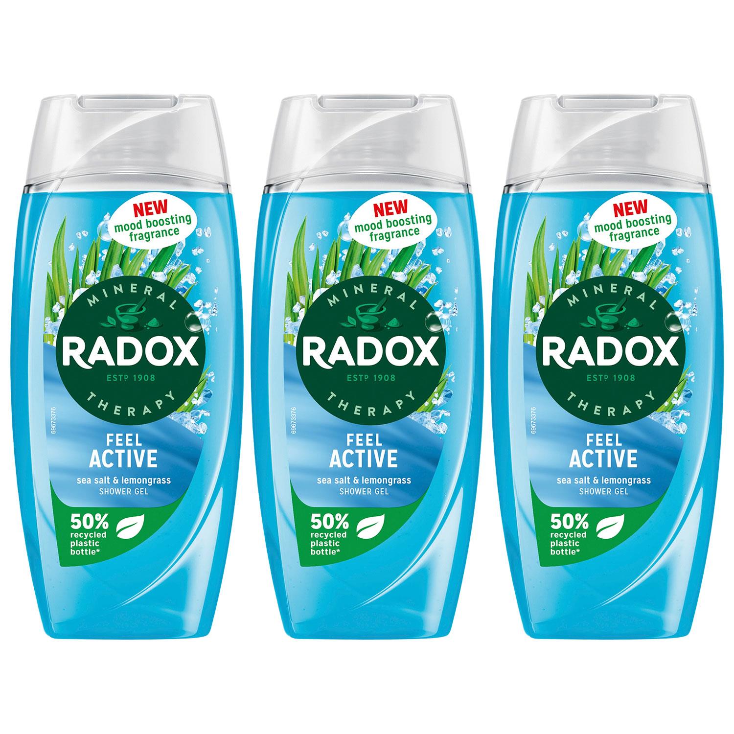 Mineral Therapy Shower Gel Feel Active With Sea Salt & Lemongrass, 225ml, 3pk | 3 | Blue
