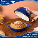 Enamelled Cast Iron Dutch Oven Bread Pot, 22cm (5.6l) | Dark Blue