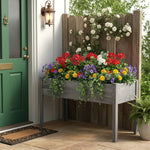 Raised Garden Bed With Optional Non-woven Liner, Fir Wood Elevated Planter Box With Drainage Holes | Grey