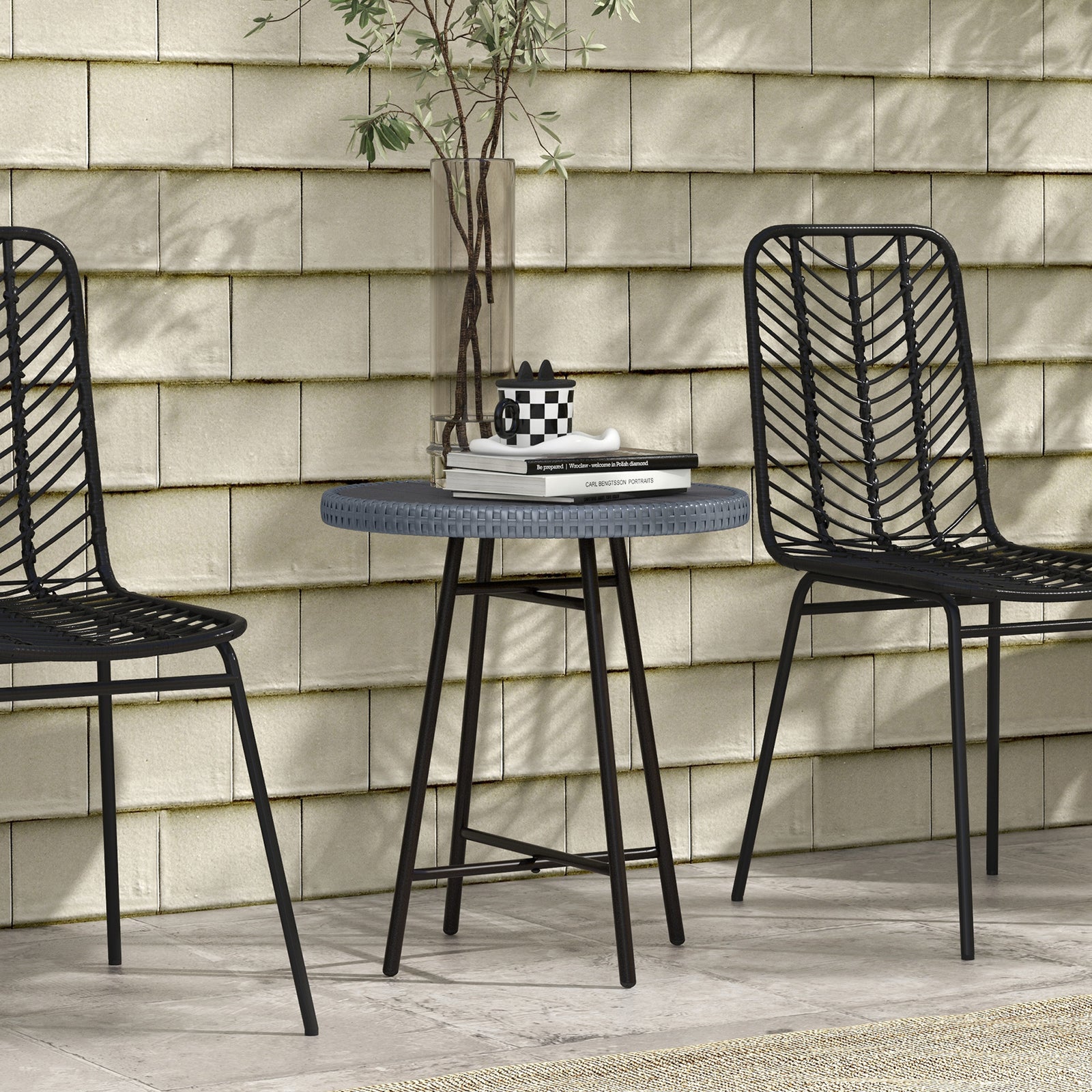 Outdoor Coffee Table, Plastic Wood Top, X-shape Support