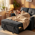 HOMCOM 2 Seater Sofa Bed Convertible Bed Settee With Pillows, Black