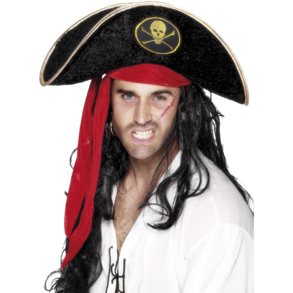 Pirate Hat, Black, With Skull And Crossbones
