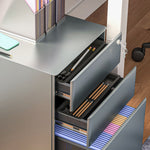 3 Drawer Metal Filing Cabinet Lockable 5 Wheels | One Size | Gray