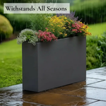 Long Zinc Galvanised Tall Trough Planter | 90cm x 30cm x 60cm | Grey