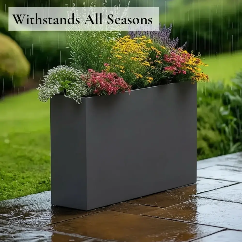Long Zinc Galvanised Tall Trough Planter | 80cm x 25cm x 60cm | Grey