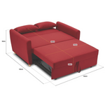 2-seater Pull Out Sofa Bed - Convertible Sleeper Sofa | Red