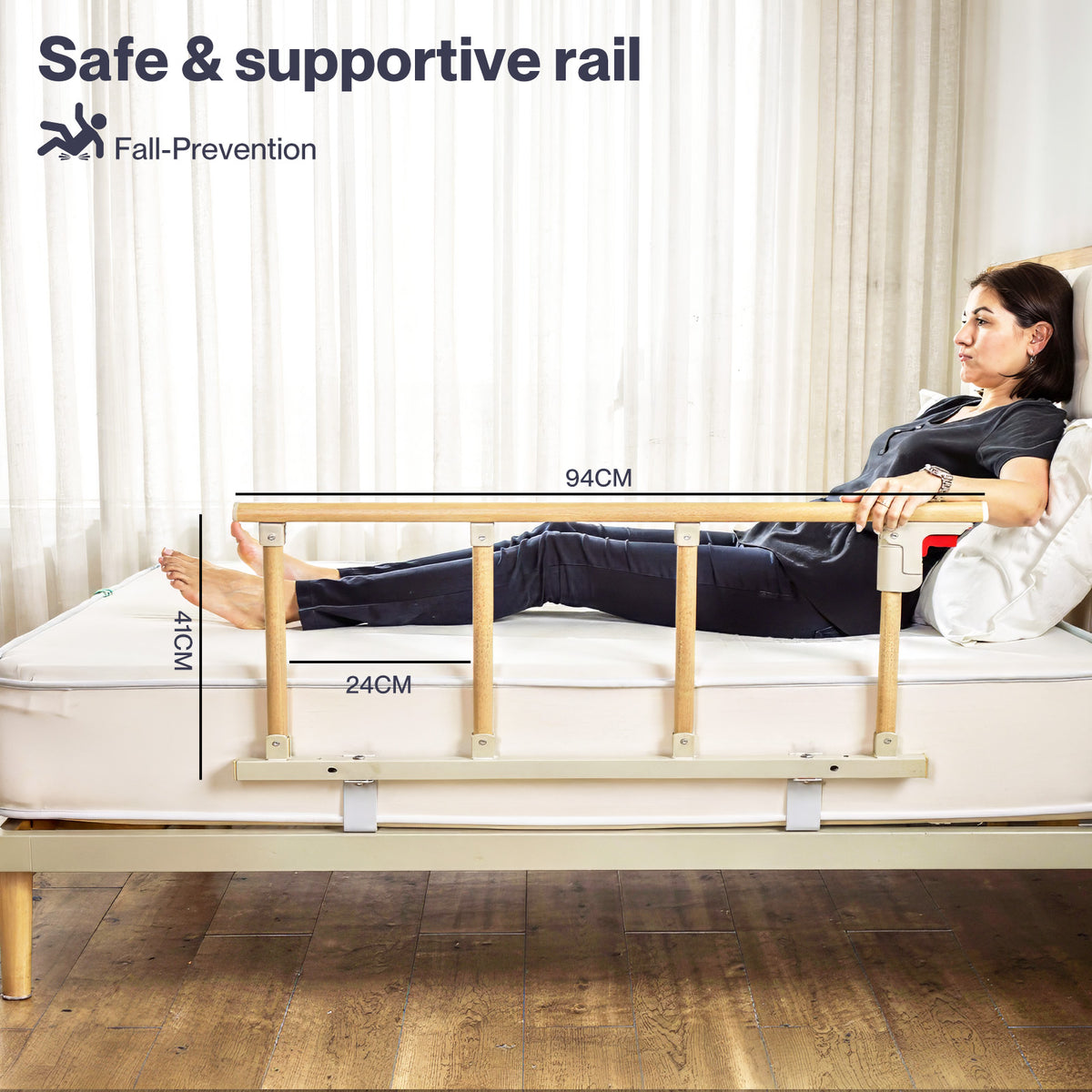 Bed Rail Folding Bed Guard Safety For Elderly Adults Assist Bed Side | White
