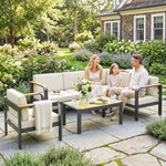 Outsunny Garden Furniture Set With L-shaped Sofa, Armchair And Table