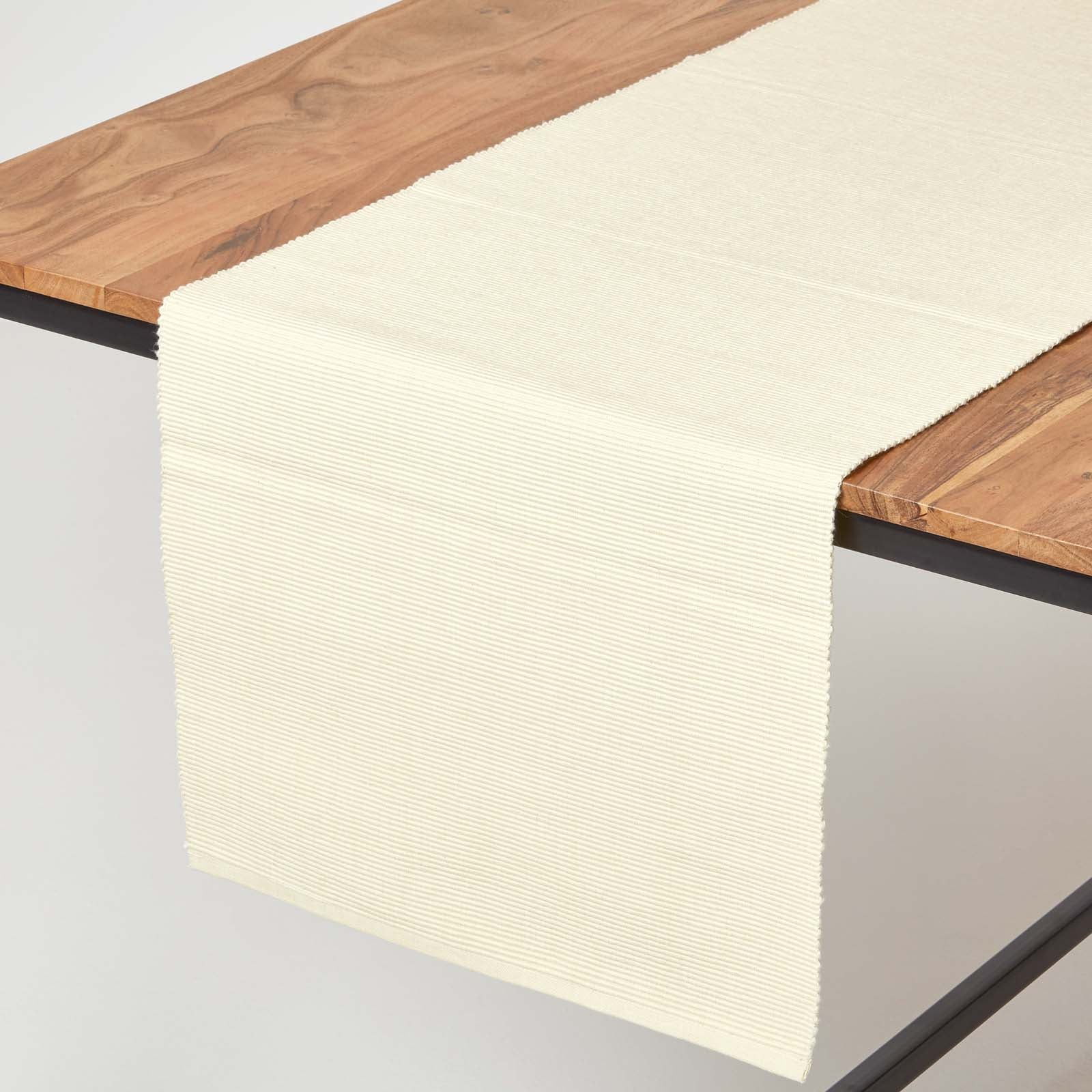 Cotton Plain Table Runner | Cream
