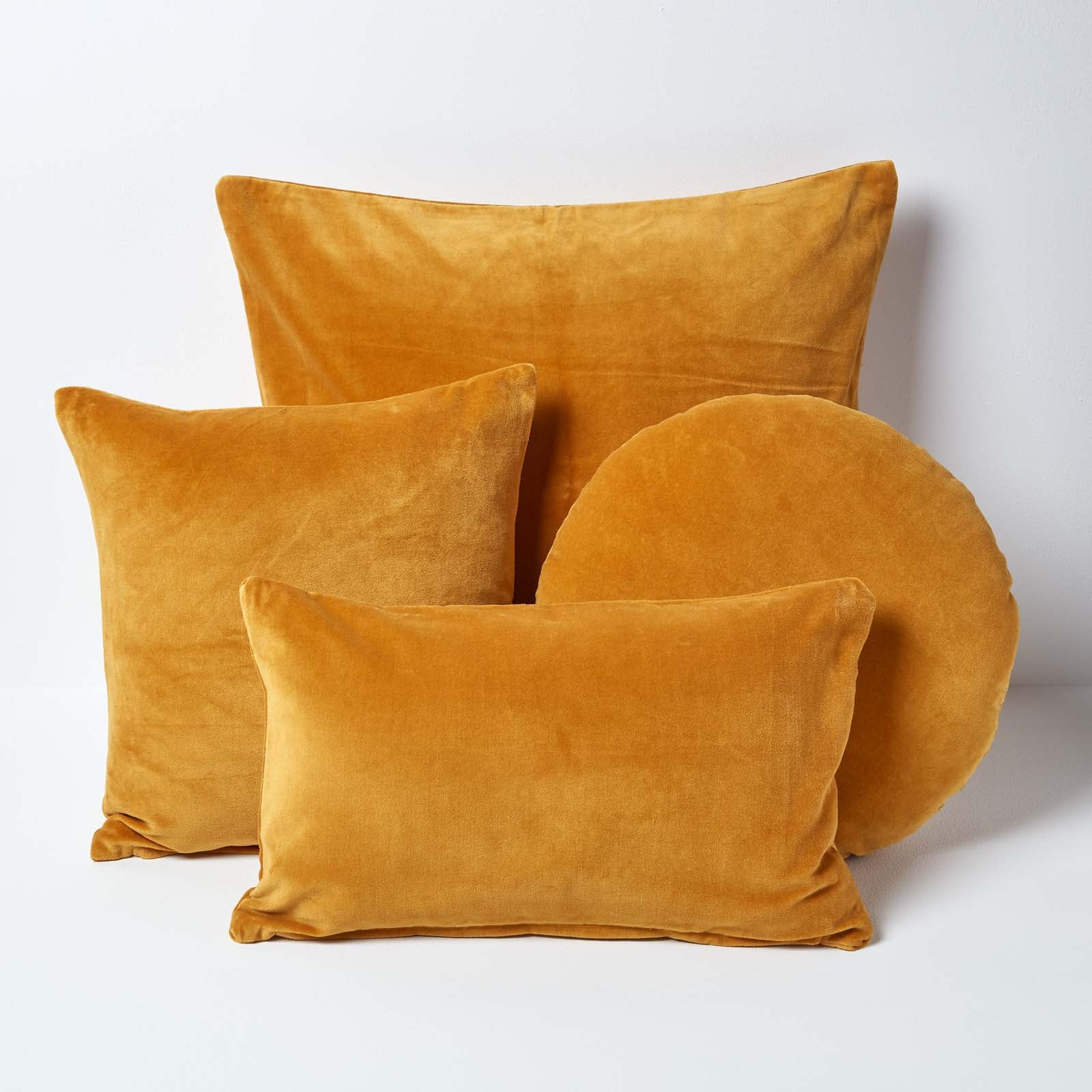 Set Of 2 Velvet Cushion Covers | 40cm x 40cm | Mustard