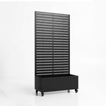 Metal Privacy Screen With Plant Pot - Slat | Black