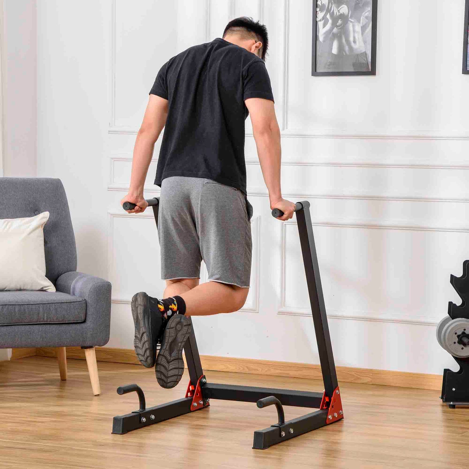 Dip Stand Station Upper Body Workout Equipment, Black
