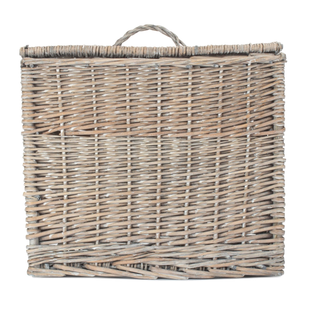 Grey Wash Rectangular Toilet Tidy Lidded Basket | One Size | Gray