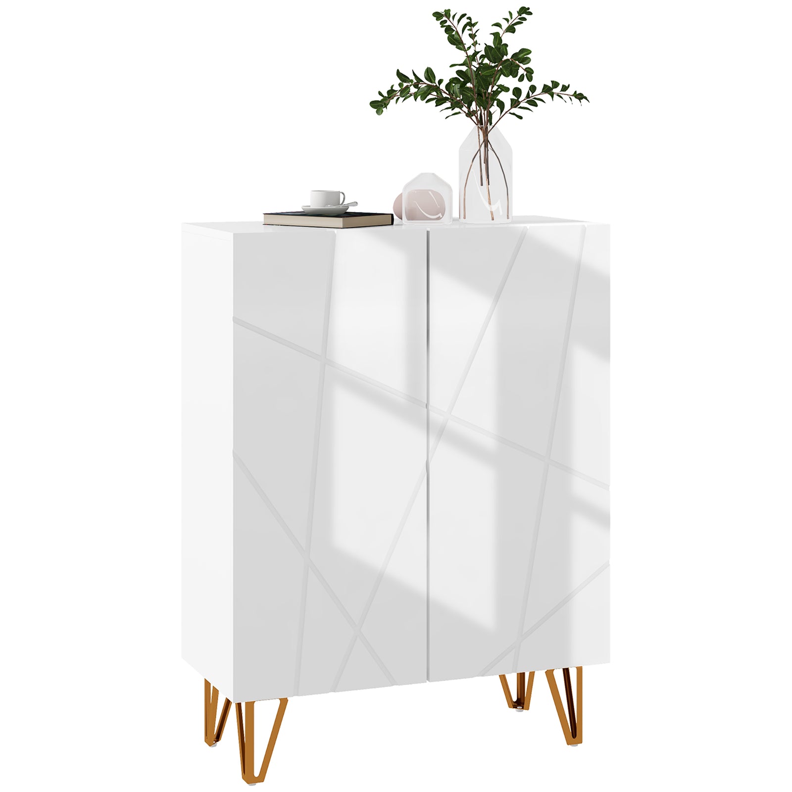 Shoe Storage Cabinet Soft-close Hinges And Adjust Shelves | One Size | White