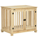 Wooden Dog Crate W/ Double Doors, Soft Cushion