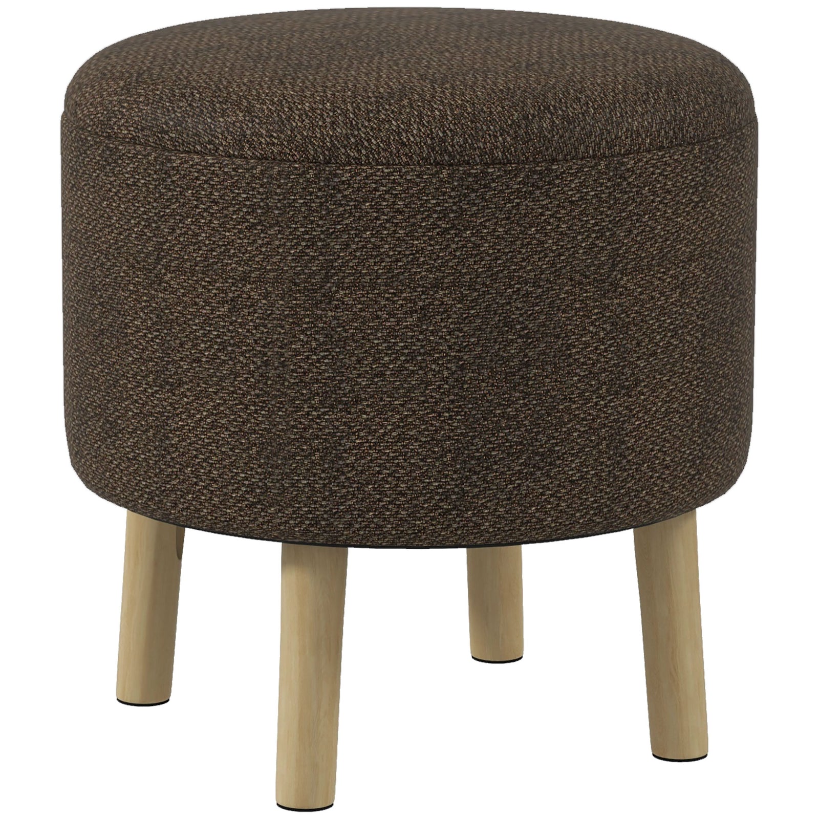 Round Storage Ottoman, Hidden Space, Cushioned | Brown