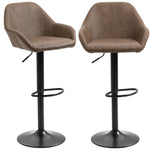 Adjustable Barstools With Footrest Set Of 2 | Brown